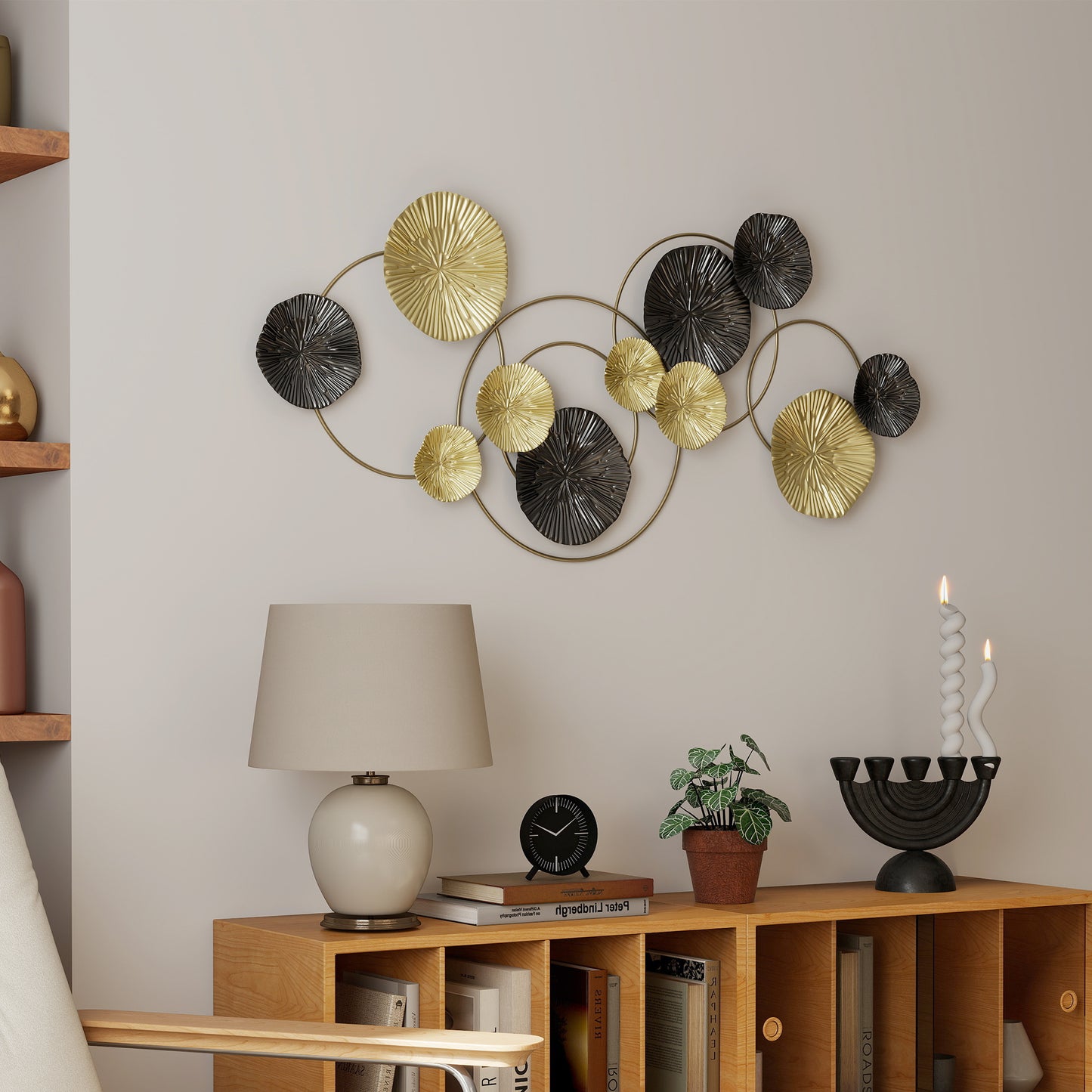 HOMCOM Metal Wall Art Modern Hanging Wall Decor With Multi Disc Design For Living Room Ready To Hang