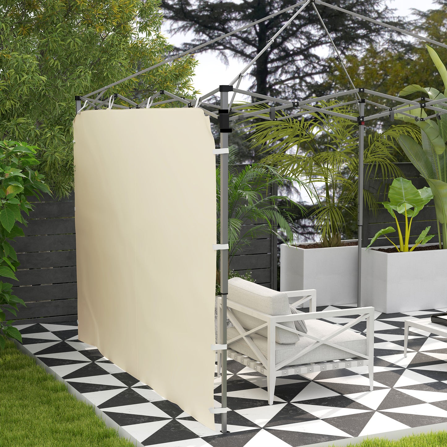 Outsunny Replacement Gazebo Sidewall 195 x 295cm Beige for 3 x 3 m Gazebo Durable Oxford Fabric