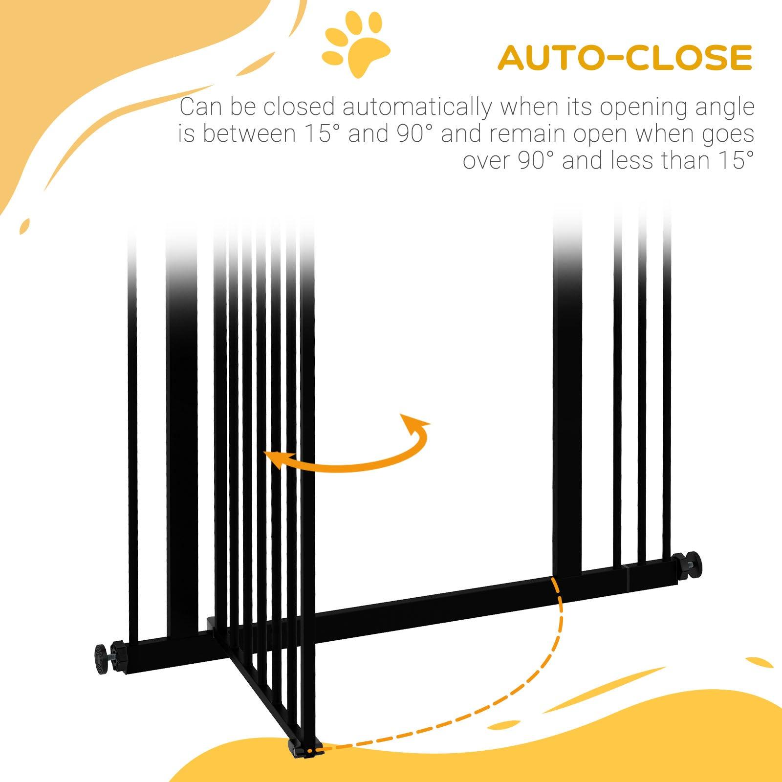 PawHut Metal Pet Safety Gate Dog Gate Folding Fence, Black - ALL4U RETAILER LTD