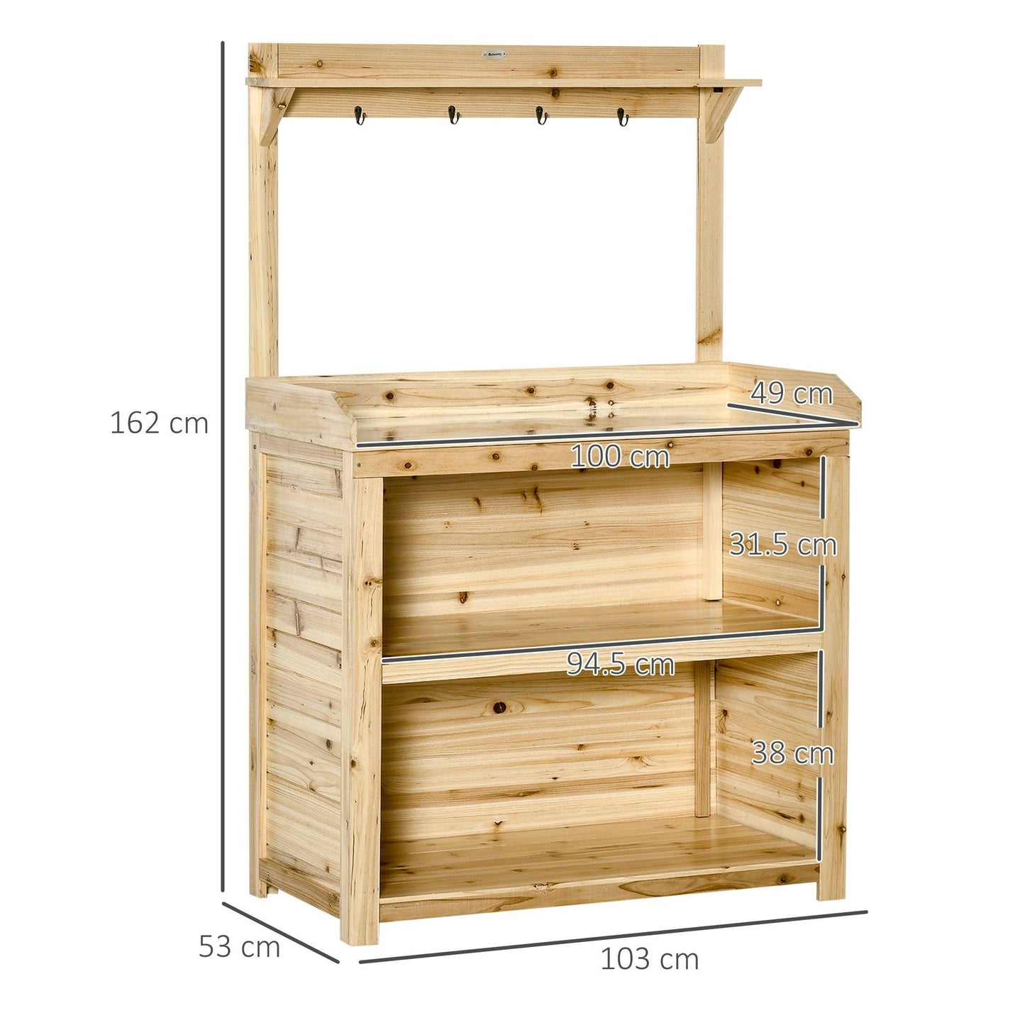 Outsunny Potting Bench Table Workstation w/ Galvanized Tabletop, Storage Shelf - ALL4U RETAILER LTD