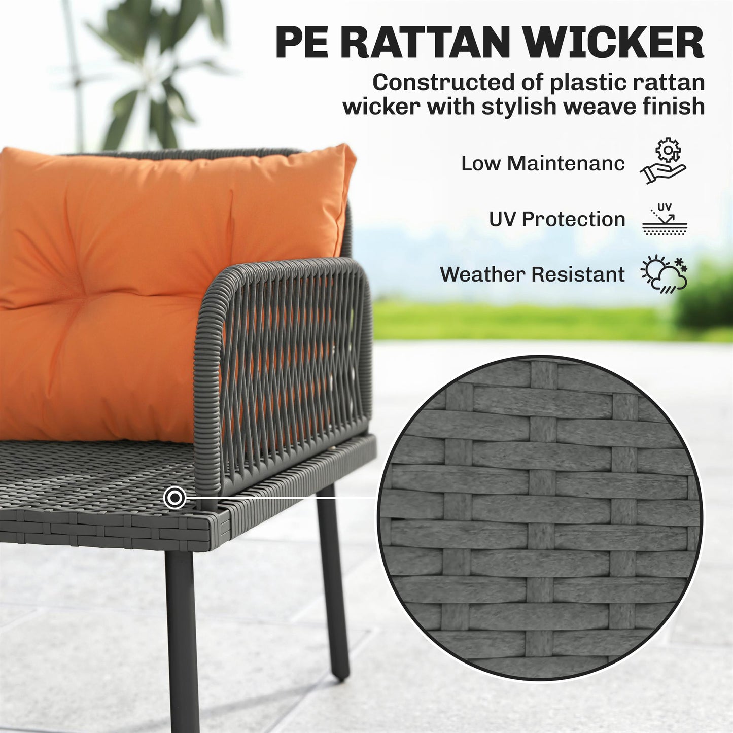 Outsunny 6 Piece Rattan Garden Furniture Set 8 Seater With Corner Sofa Cushions And Glass Top Table Orange