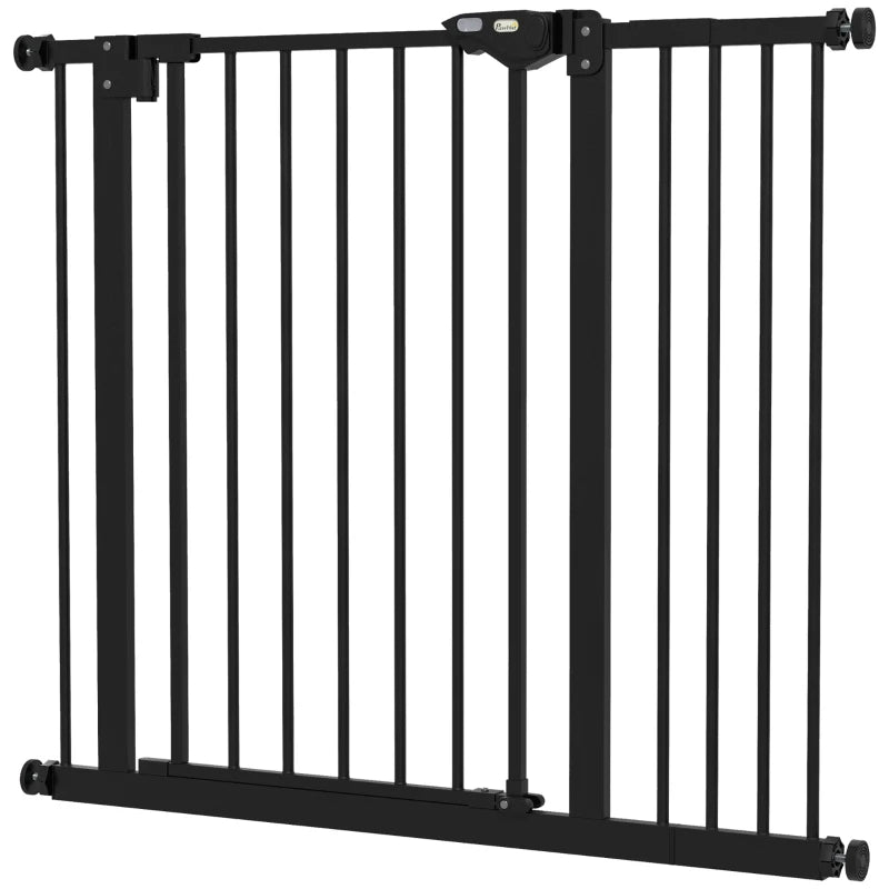 PawHut Metal Adjustable Dog Gate, Black, Expands from 74cm to 94cm - Secure Containment for Pets, Easy Installation - Ideal for Home Safety - ALL4U RETAILER LTD