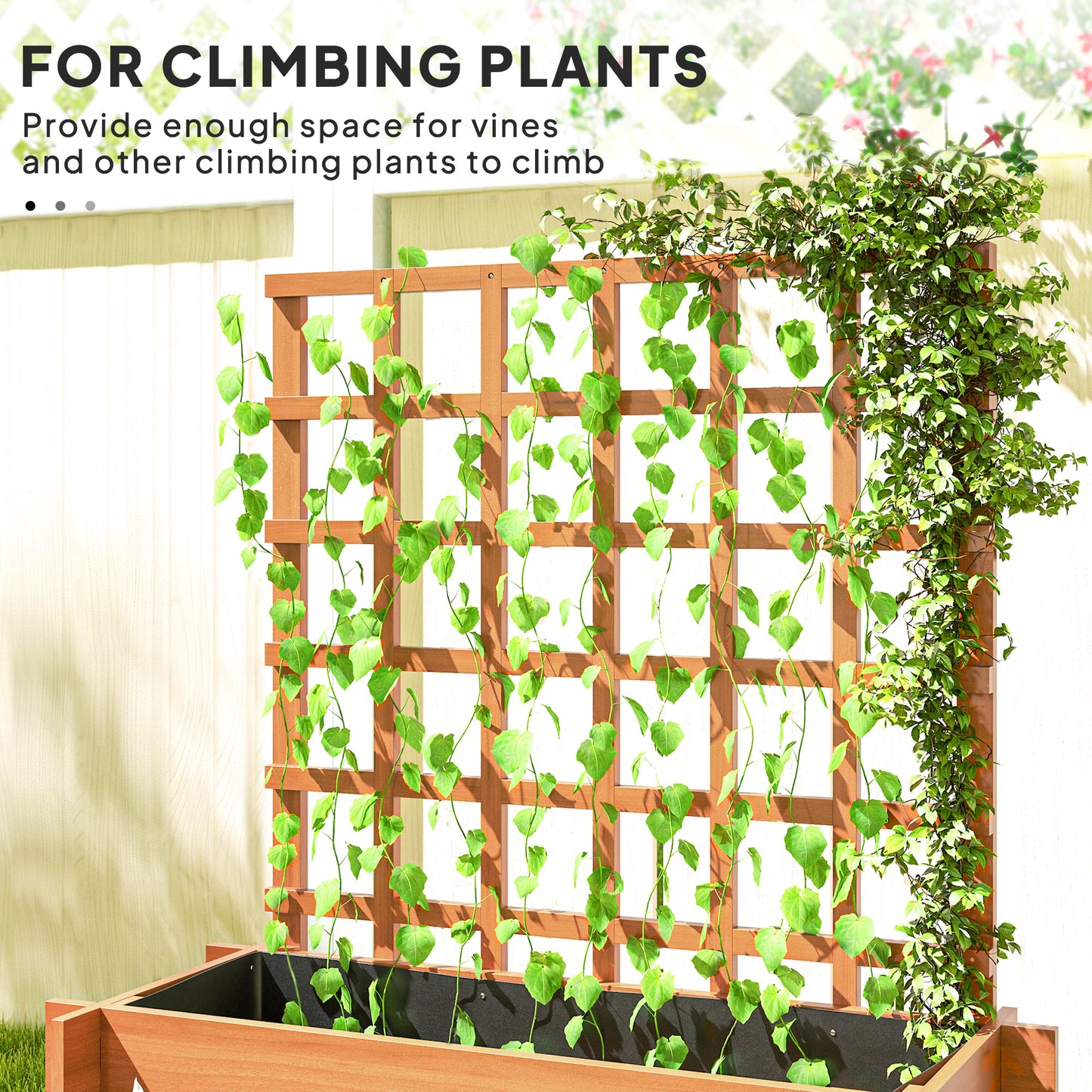 Outsunny 3 Tier Garden Planters With Trellis For Vine Climbing Wooden Raised Beds 95x95x110cm Brown