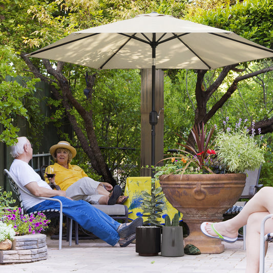 Outsunny 2.6m Garden Parasol Umbrella With Aluminium Pole Tilt Crank Vent Cream White