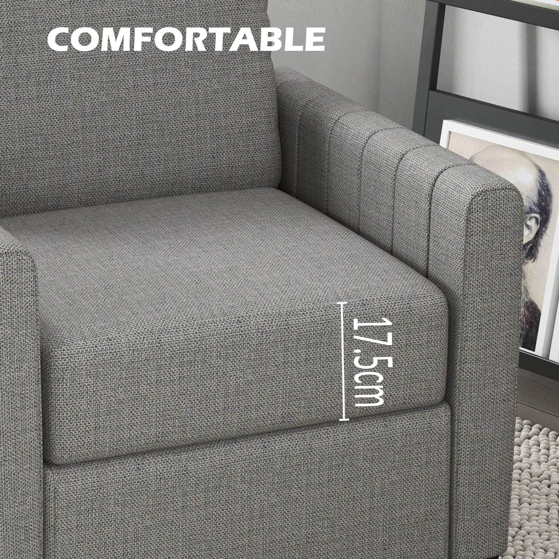 Contemporary Light Grey Linen-Style Armchair by HOMCOM - ALL4U RETAILER LTD