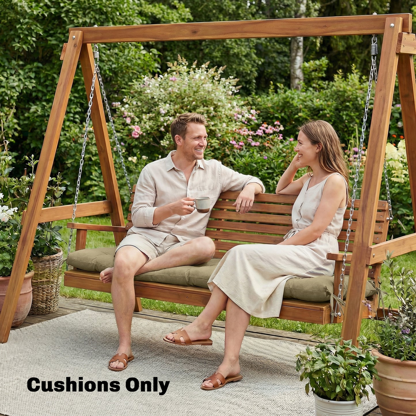 Outsunny Memory Foam Sun Lounger Cushion With Ties For 190 X 60 Cm Patio Lounger Outdoor Sand