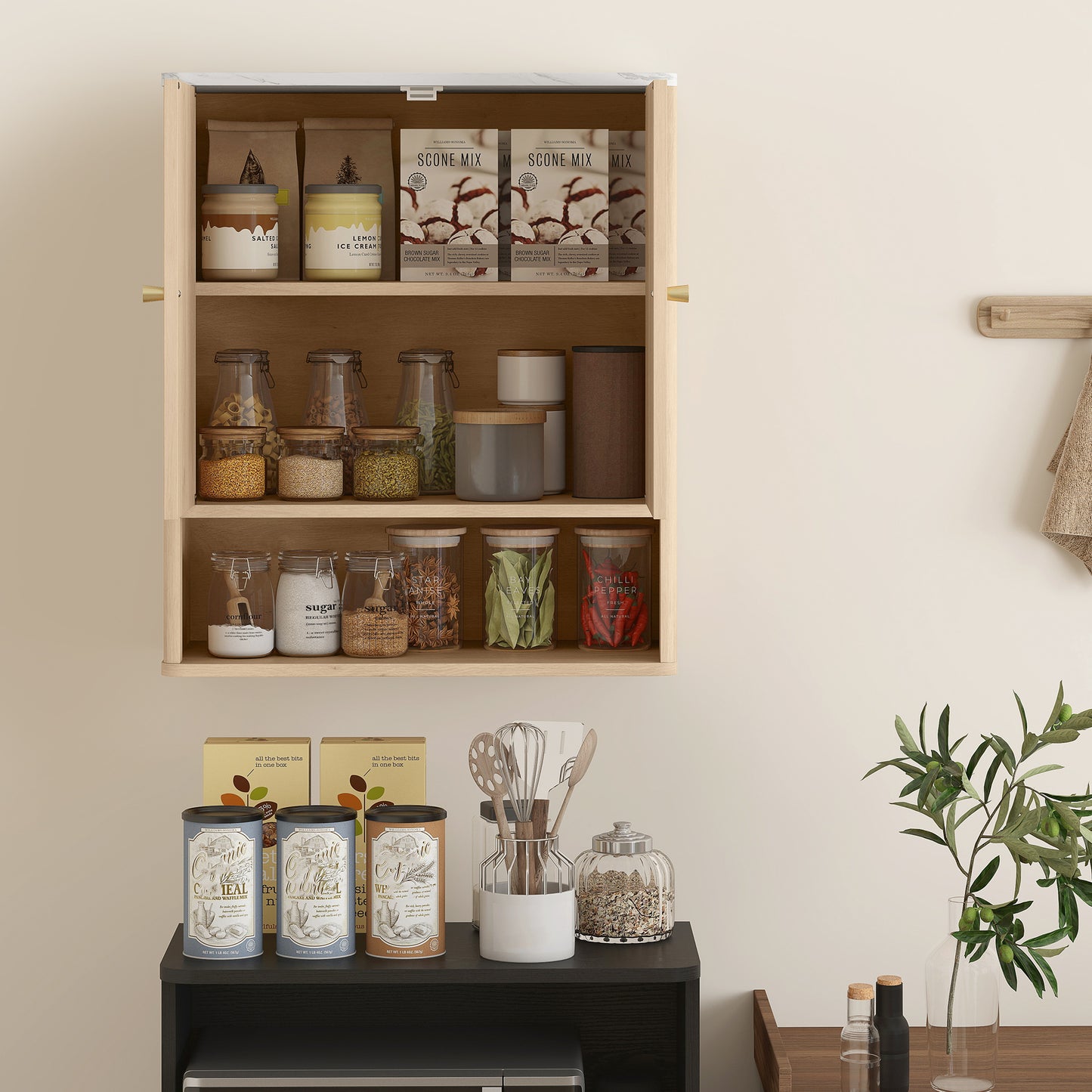 HOMCOM Bathroom Wall Cabinet With Adjustable Shelf Oak Finish For Space Saving Bathroom Organization