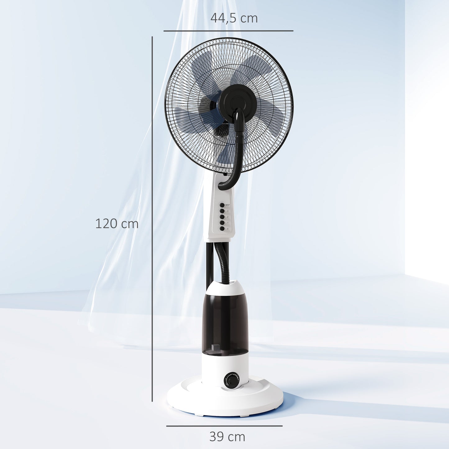 HOMCOM 2 In 1 Misting Floor Fan With Water Spray And 2.8L Tank 70 Degree Oscillation Tilt Head 3 Speeds White