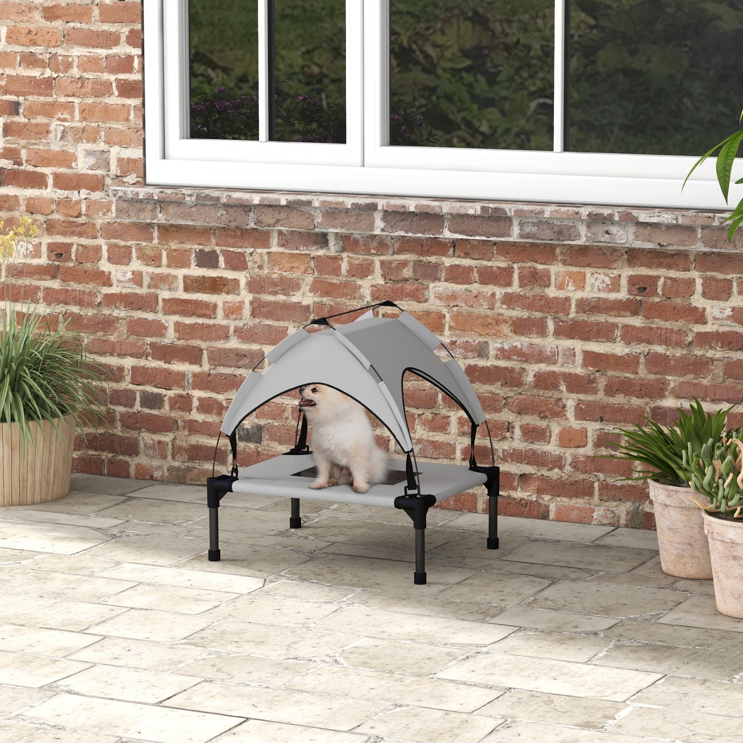 PawHut Cooling Raised Pet Bed Washable Breathable Mesh Mini Small Dogs 61 x 46 x 63cm Light Grey - ALL4U RETAILER LTD