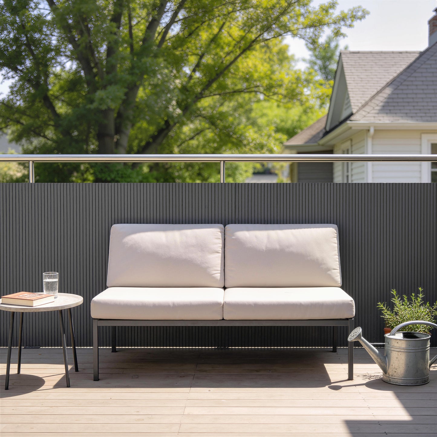Outsunny Two Piece Plastic Privacy Screening Fence 1 Meter By 5 Meter Waterproof Windbreak Dark Grey Fence