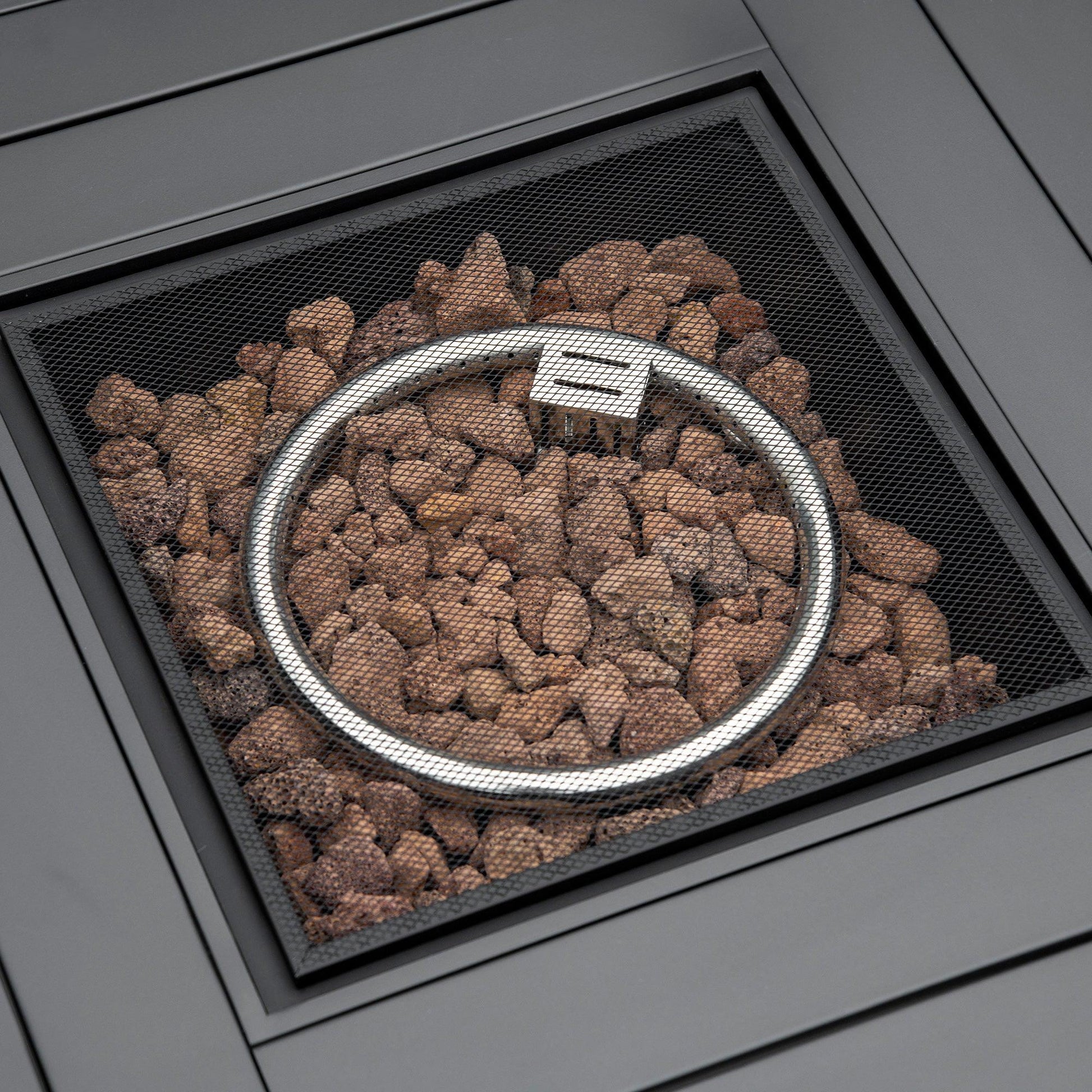 Outsunny Gas Fire Pit Table w/ Rain Cover, Mesh Lid & Lava Stone, 40,000 BTU - ALL4U RETAILER LTD