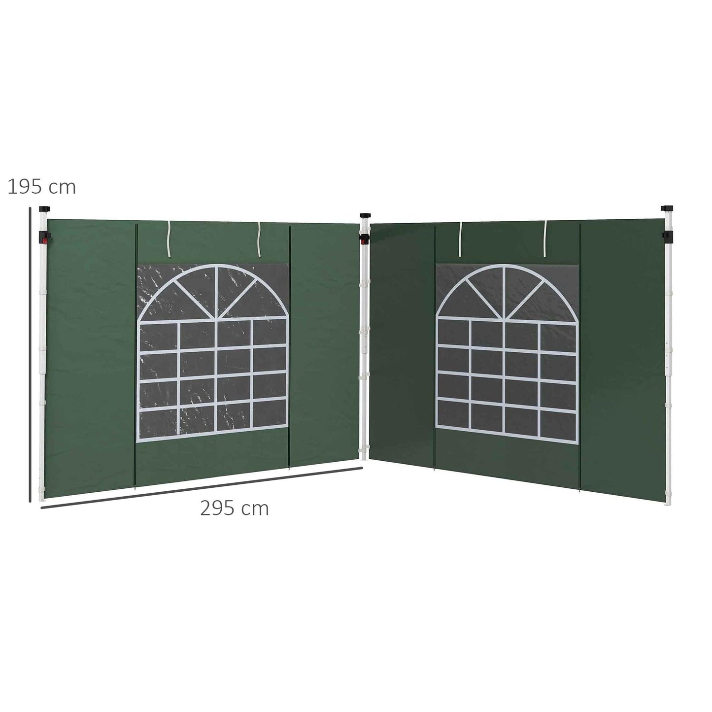 Outsunny Gazebo Side Panels, 2 Pack Sides Replacement, for 3x3(m) or 3x6m Pop Up Gazebo, with Windows and Doors, Green - ALL4U RETAILER LTD