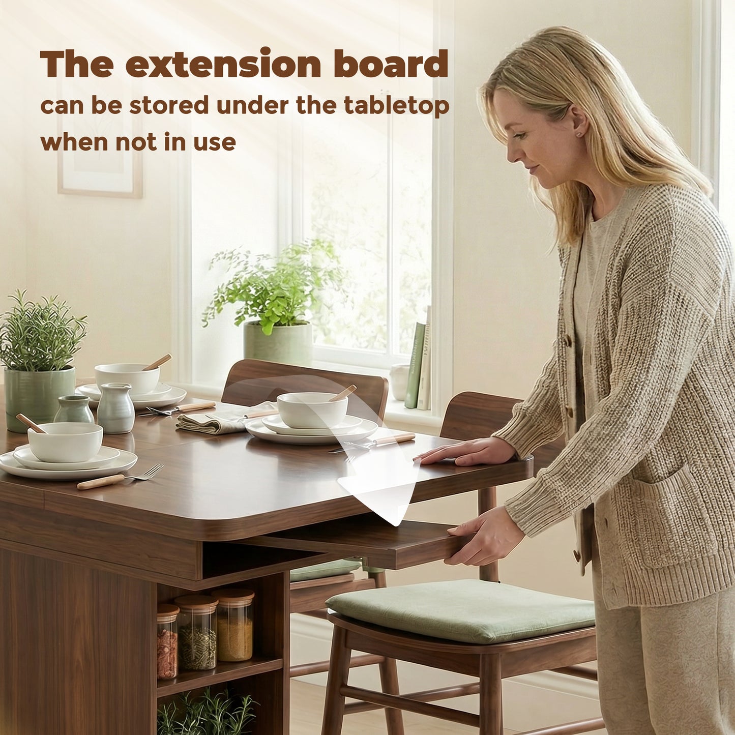HOMCOM Extendable Dining Table 110 to 130 cm for 4 to 6 People with 6 Open Shelves Walnut Brown