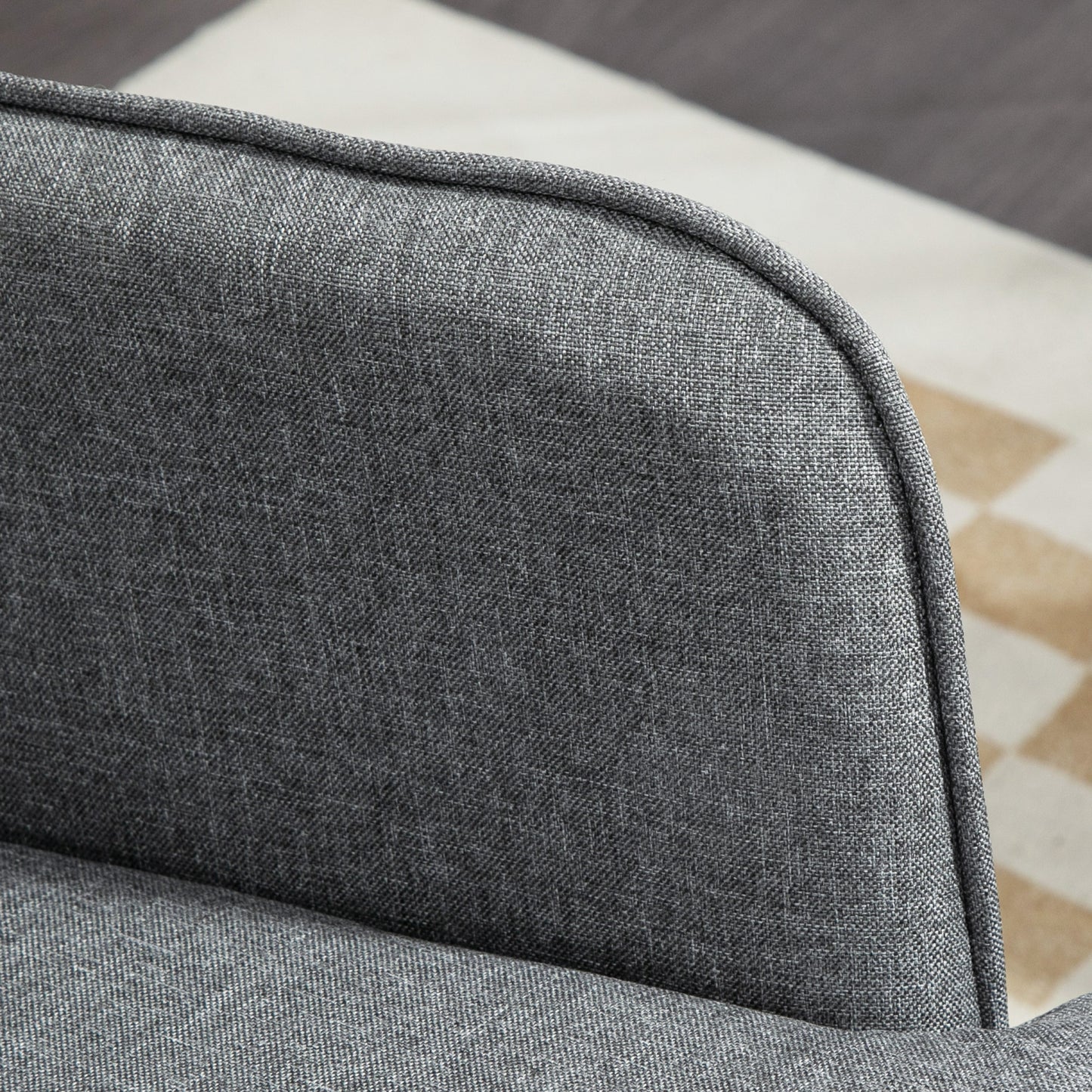 HOMCOM Linen Look Rocking Chair And Ottoman Set Grey With Padded Upholstery And Wooden Rocking Base