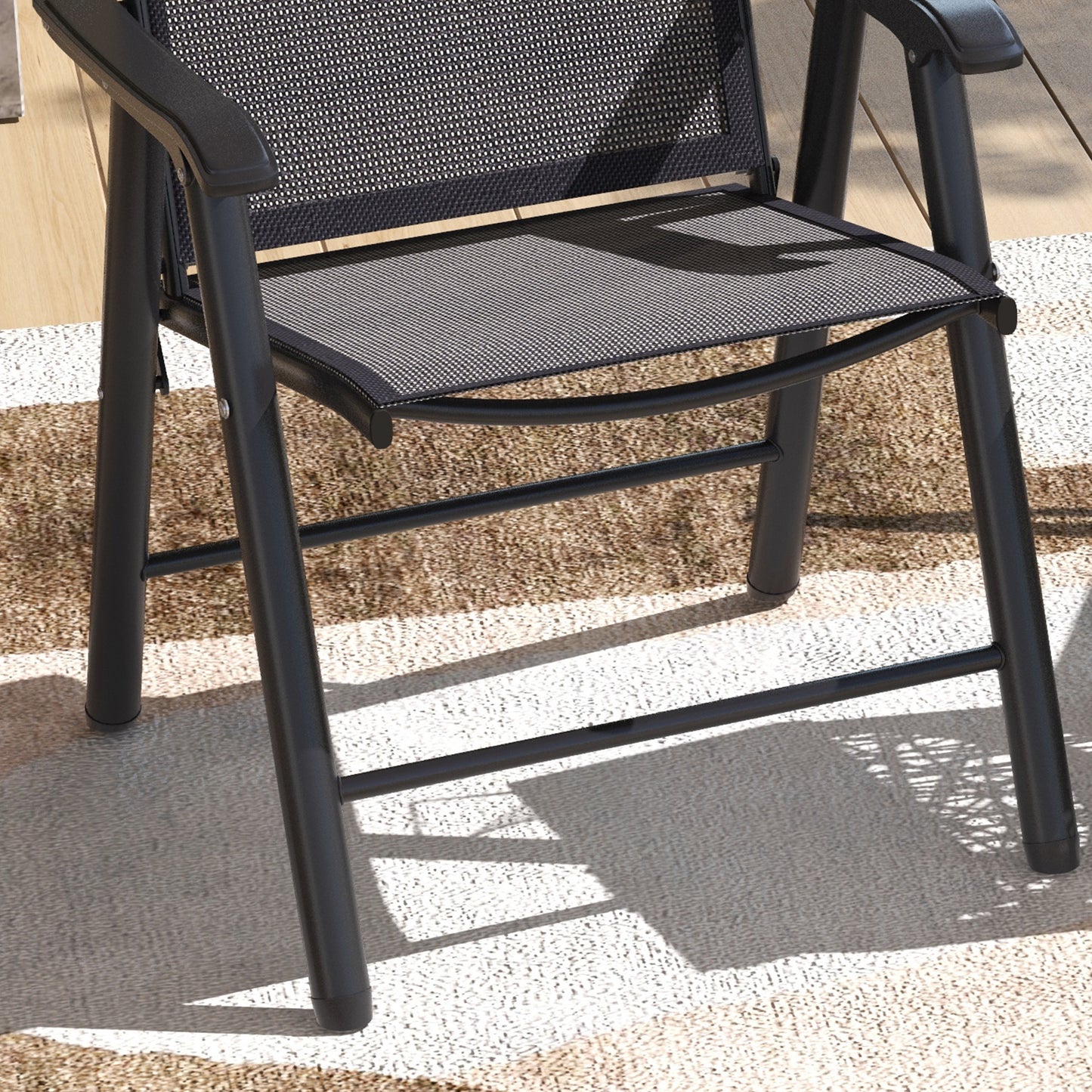 Outsunny Set of 6 Portable Folding Outdoor Chairs with Breathable Mesh Seats - Dark Grey Metal Frame - ALL4U RETAILER LTD