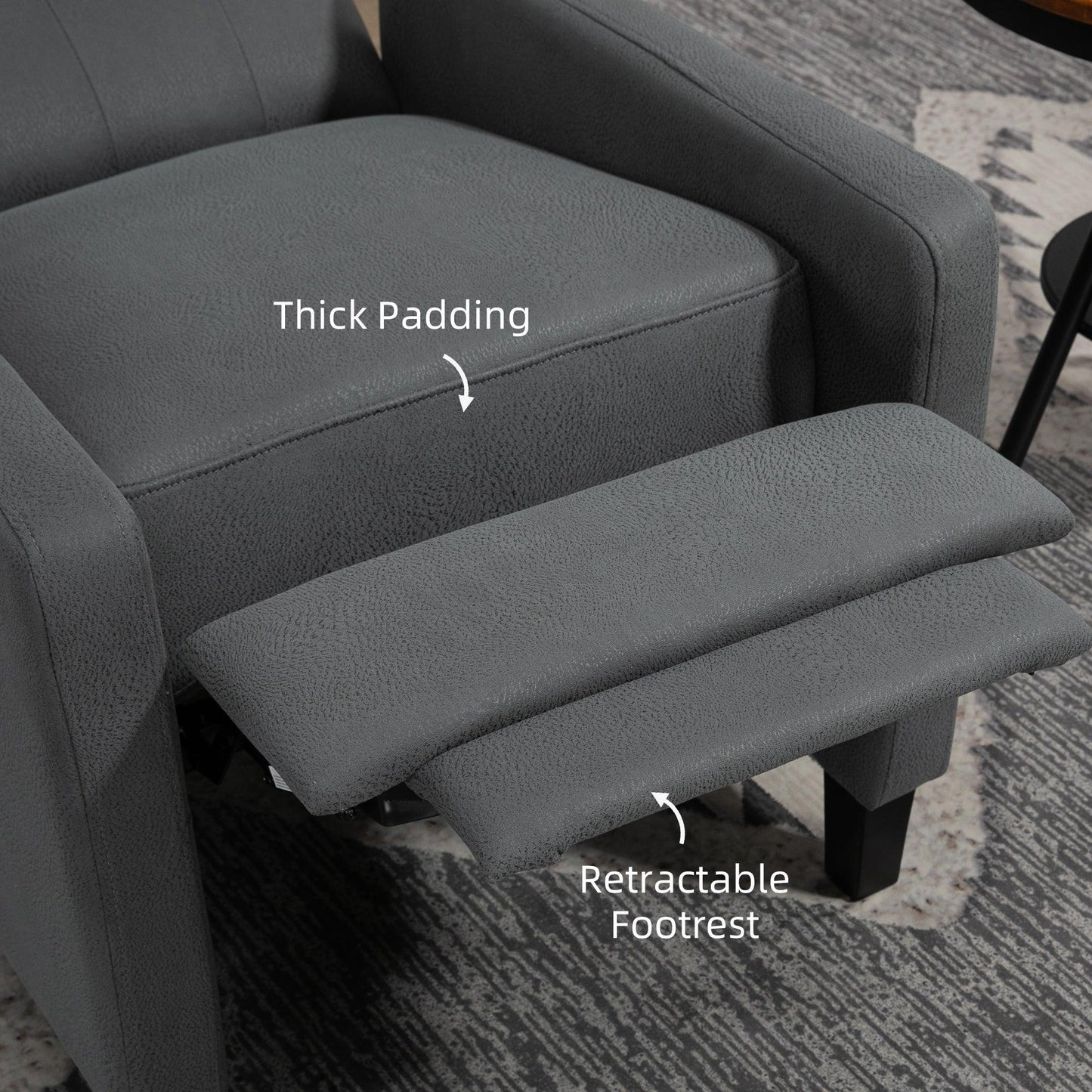 HOMCOM Button Tufted Microfibre Cloth Recliner Armchair for Living Room, Grey - ALL4U RETAILER LTD