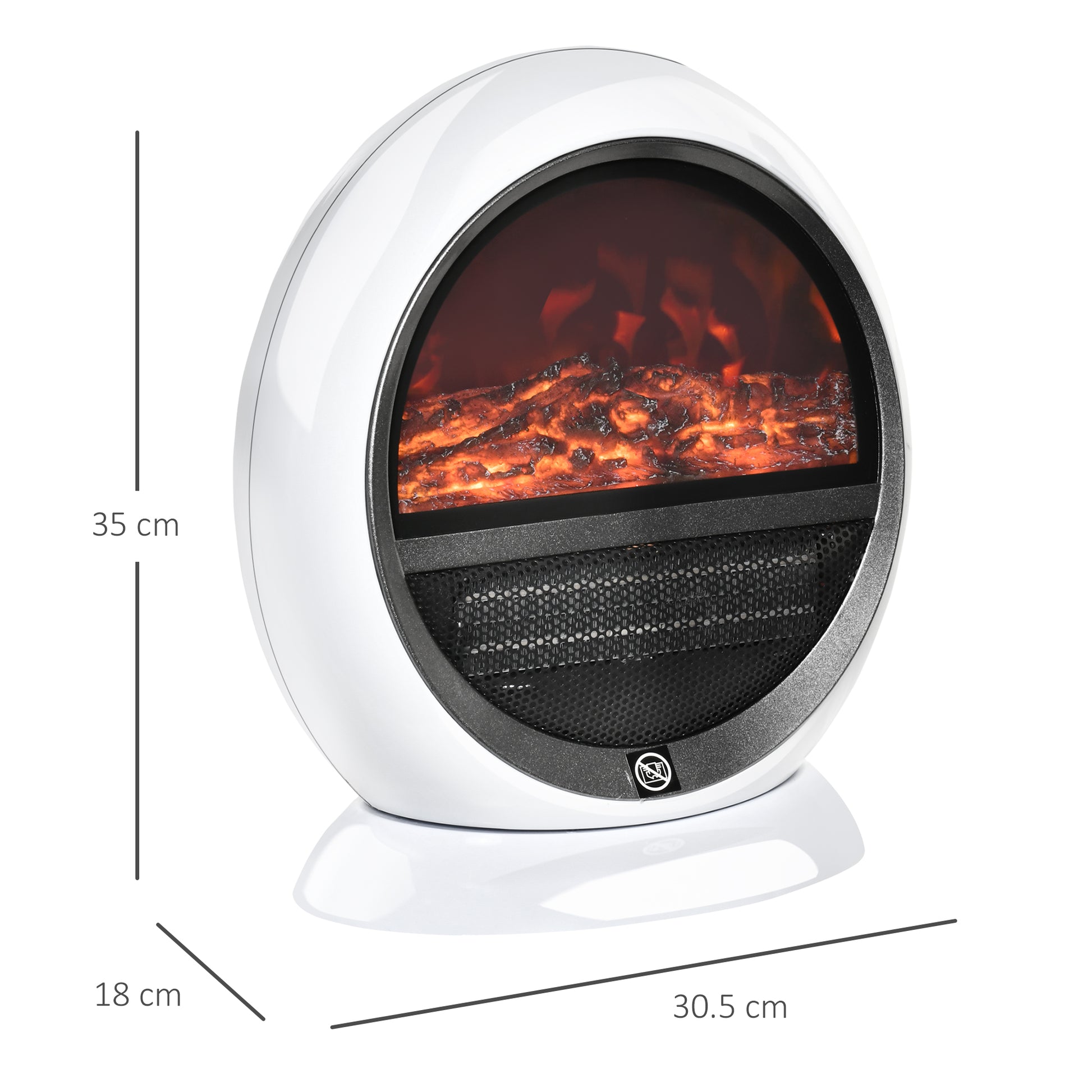 HOMCOM Stylish Freestanding Electric Heater with Realistic Flame Display and Safety Features, 1500W, White - ALL4U RETAILER LTD