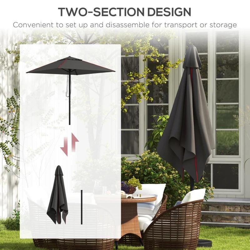 Outsunny Patio Parasol Umbrella with Vent - Garden Market Table Sun Shade Canopy with Piping Side, Grey Outdoor Umbrella for Enhanced Comfort - ALL4U RETAILER LTD