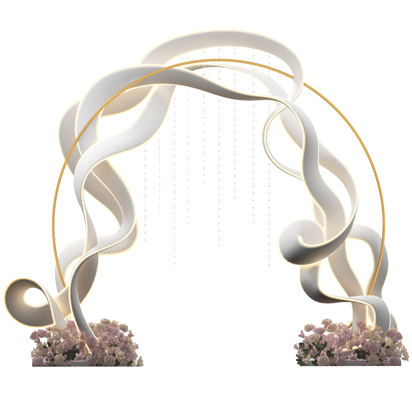 Outsunny 280cm Gold Tone Backdrop Wedding Arch Stand Round Metal for Outdoor Indoor Parties Ceremonies
