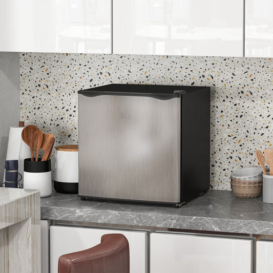 HOMCOM 35L Mini Freezer With Temperature Range Minus 24 To Minus 14 Degrees Celsius Silver Tone Countertop Space Saver