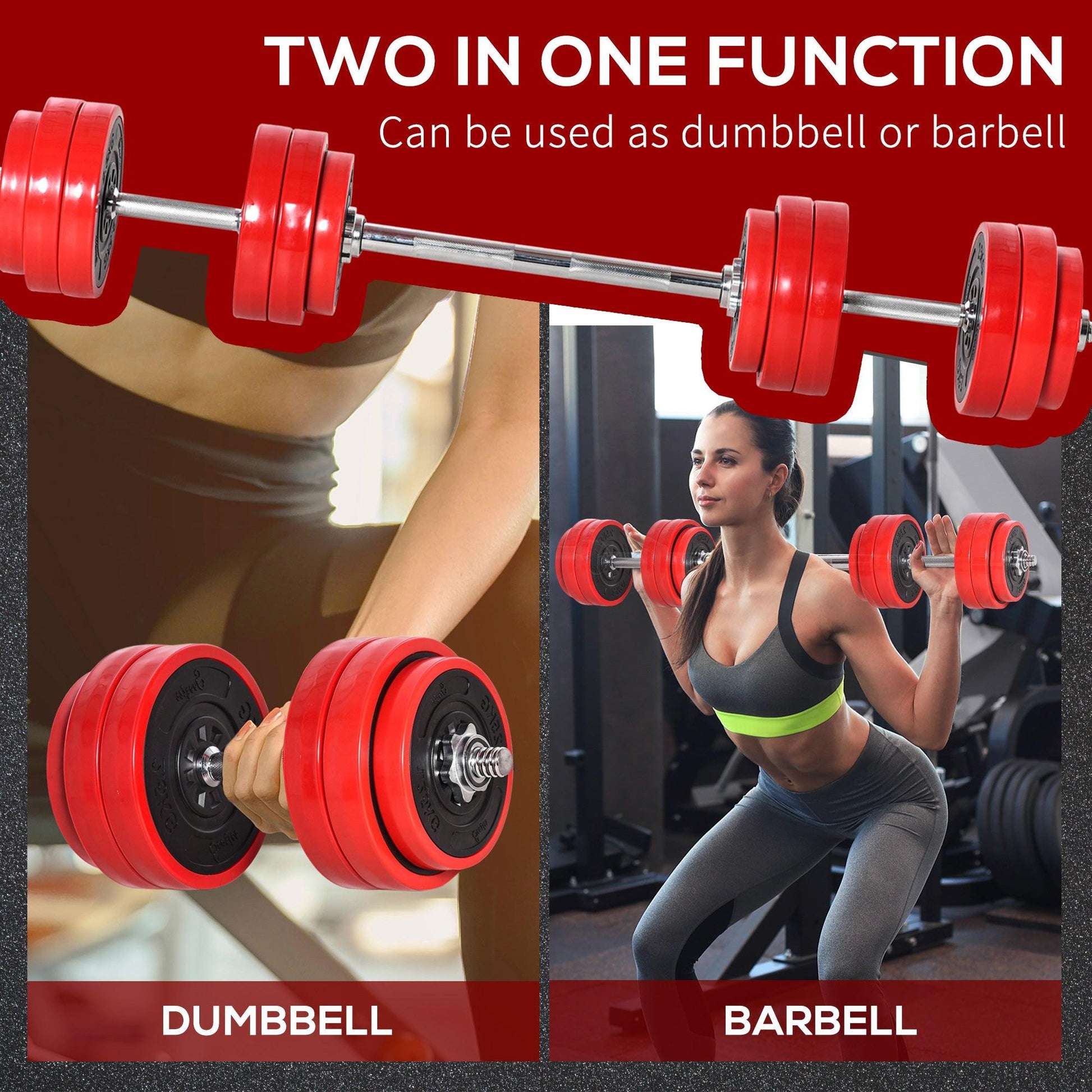 HOMCOM 30KGS Adjustable Dumbbell & Barbell Set for Home Gym - ALL4U RETAILER LTD