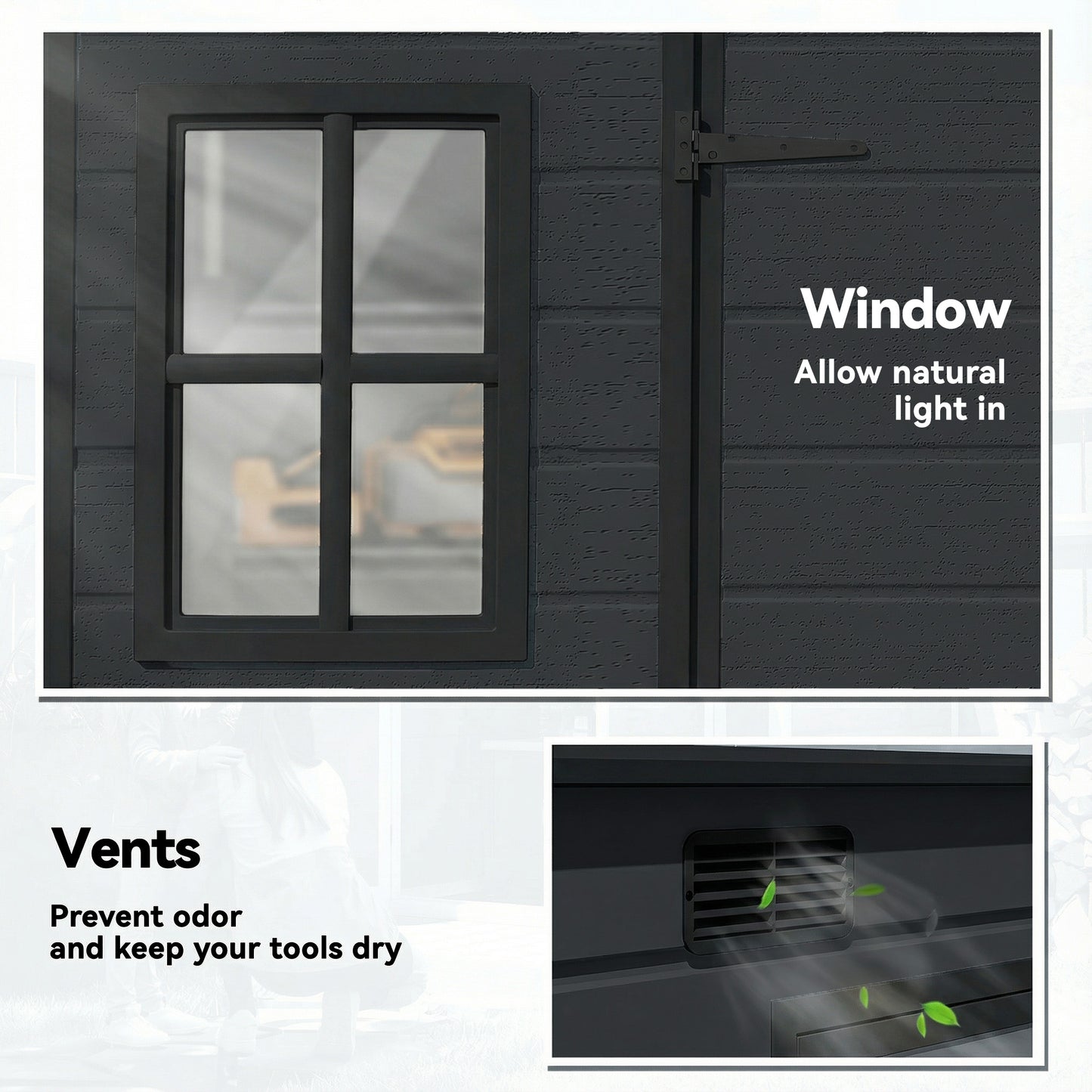Outsunny 10x6 Ft Resin Garden Shed Outdoor Storage Shed With Floor Windows Lockable Doors And Vents Dark Grey