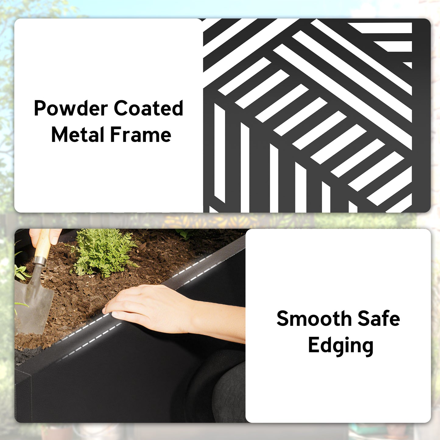 Outsunny Metal Raised Garden Bed With Trellis And Privacy Screen, Geometric Slatted Cut Out Planter Box