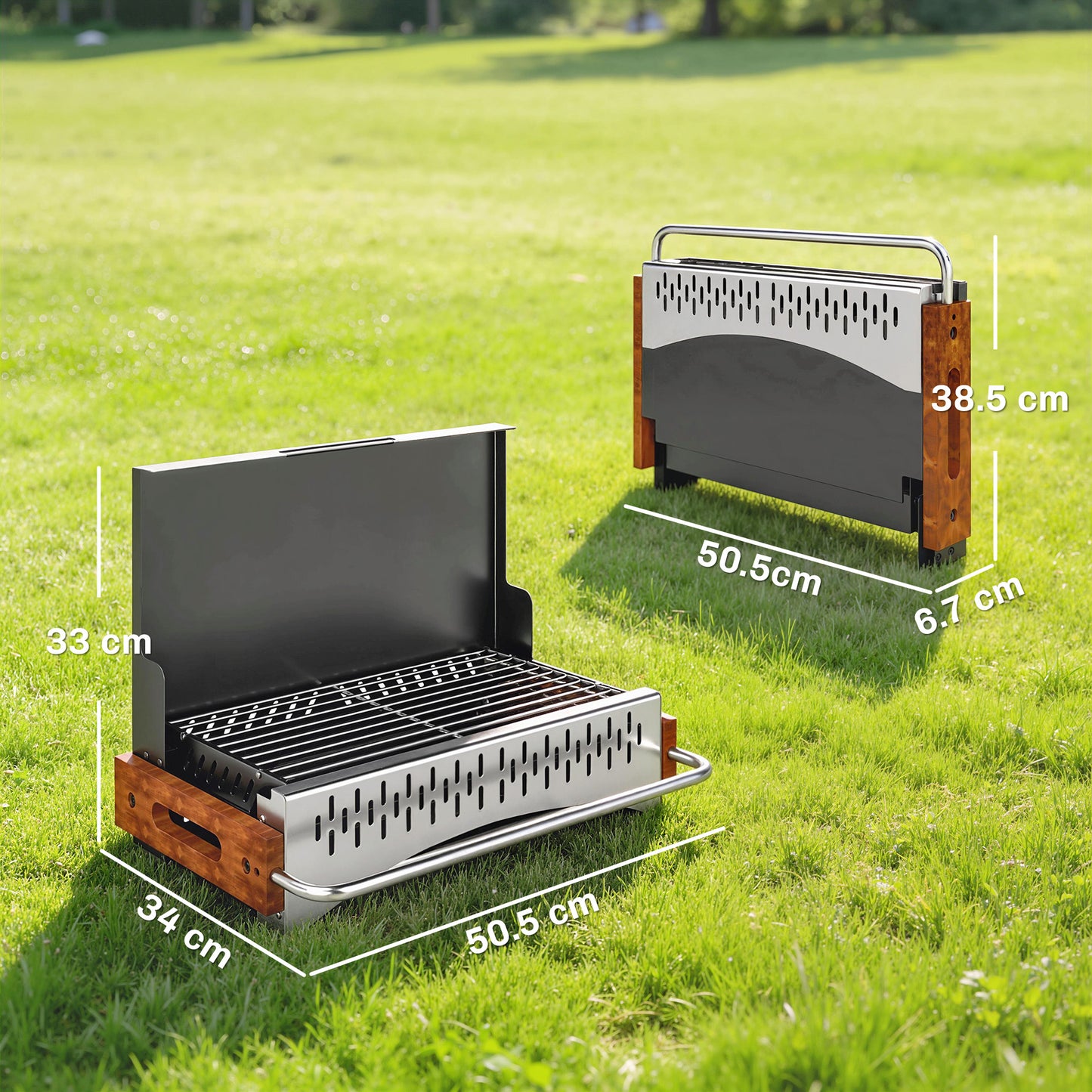 Outsunny Portable Folding Charcoal Barbecue Grill With Removable Charcoal Basin For Camping Picnic Garden Party Black