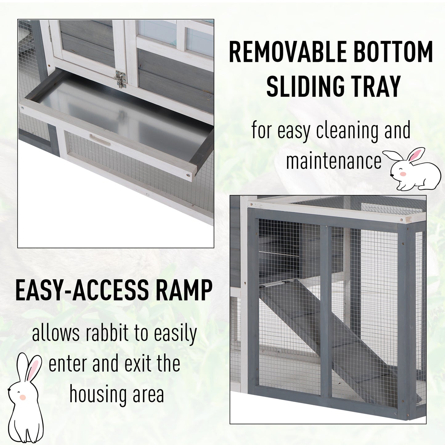 Spacious 2-Story Fir Wood Guinea Pig and Rabbit Hutch with Outdoor Run and Pull-Out Tray | PawHut - ALL4U RETAILER LTD