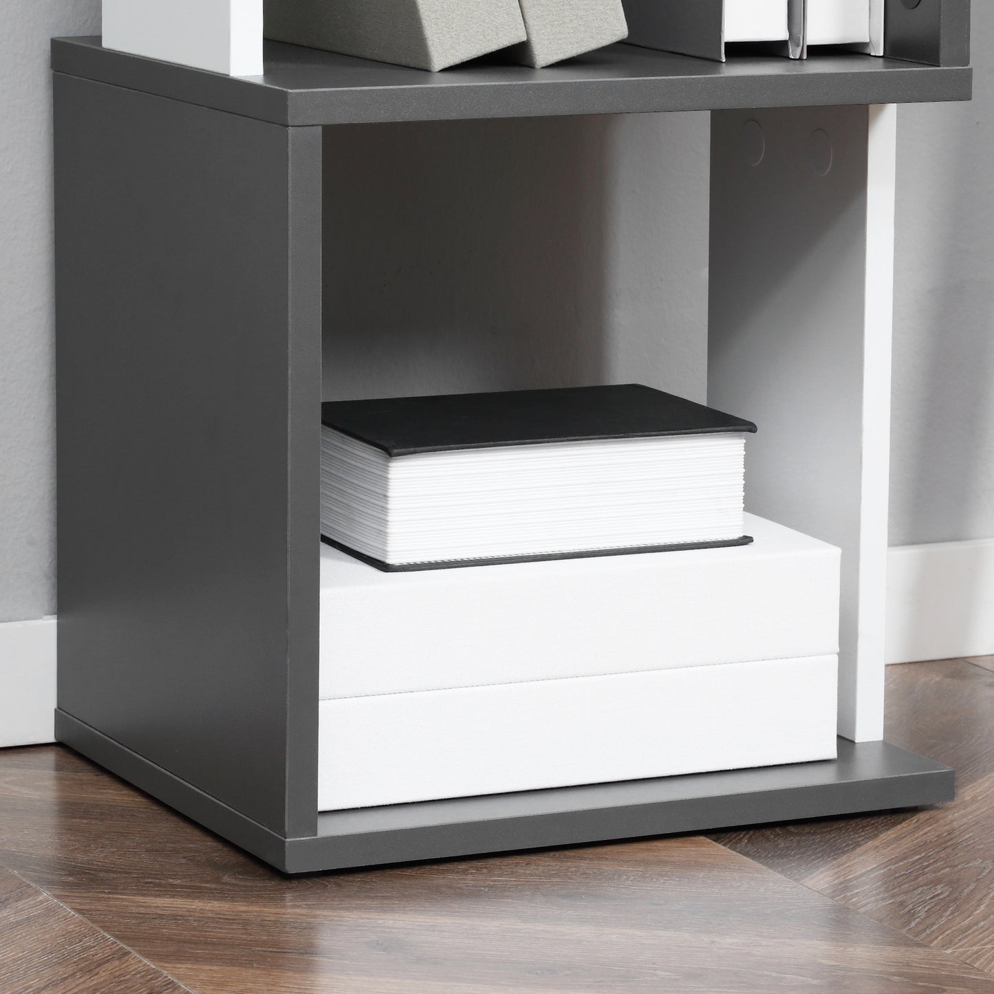 HOMCOM Contemporary 5-Tier Freestanding Bookshelf for Stylish Home and Office Storage, Dark Grey - ALL4U RETAILER LTD