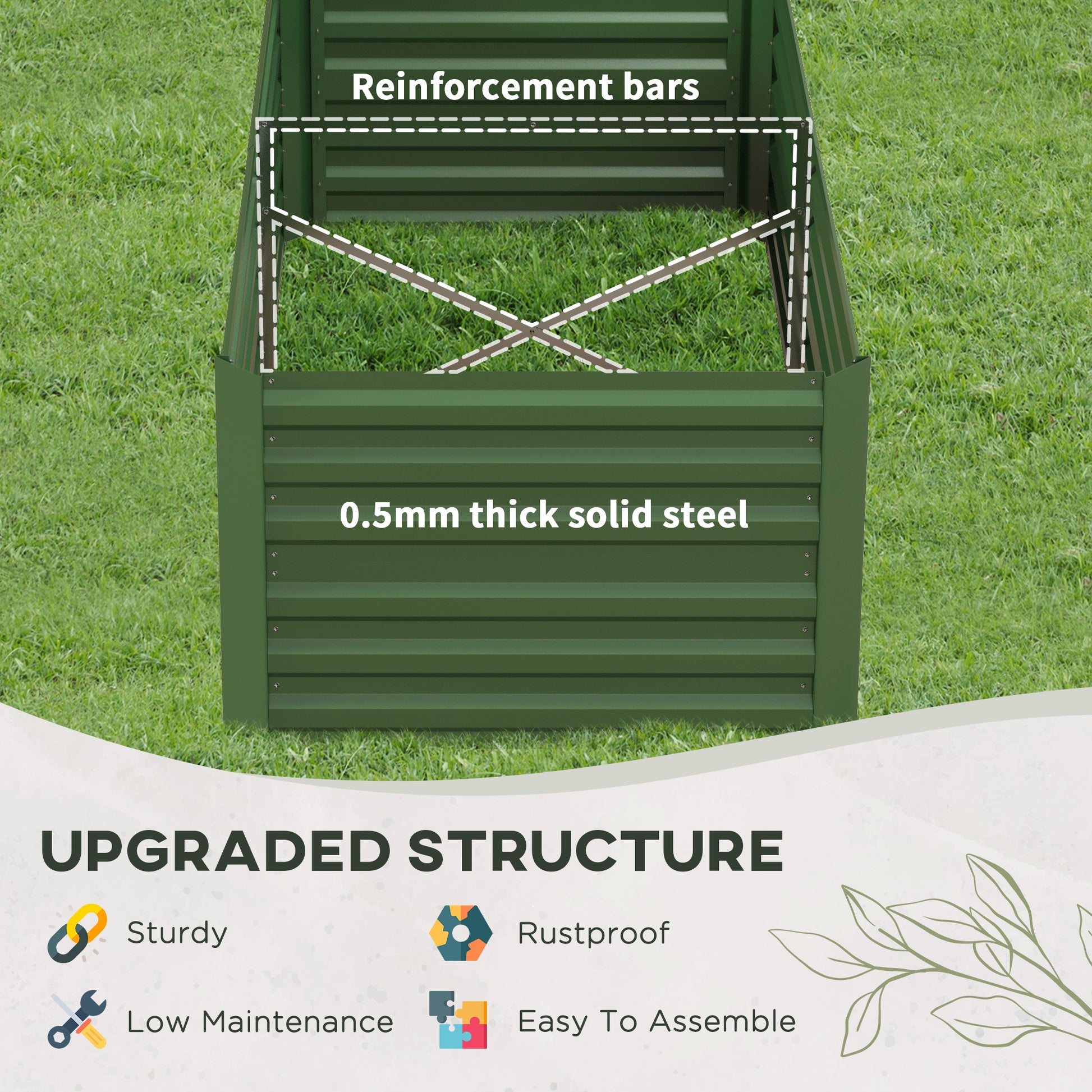 Outsunny Set of 2 Galvanised Steel Raised Garden Beds for Vegetables and Flowers - Outdoor Planters - ALL4U RETAILER LTD