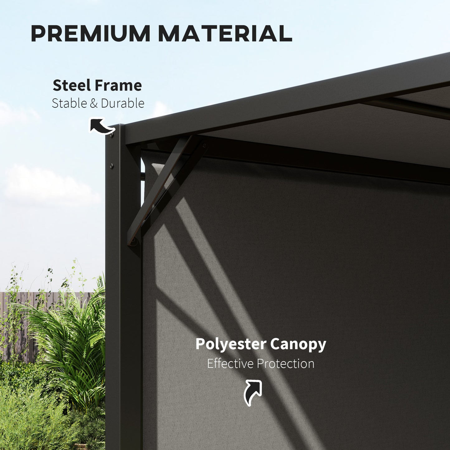 Outsunny 3x3m Pergola With Sliding Roof Garden Gazebo Steel Frame Charcoal Grey Canopy