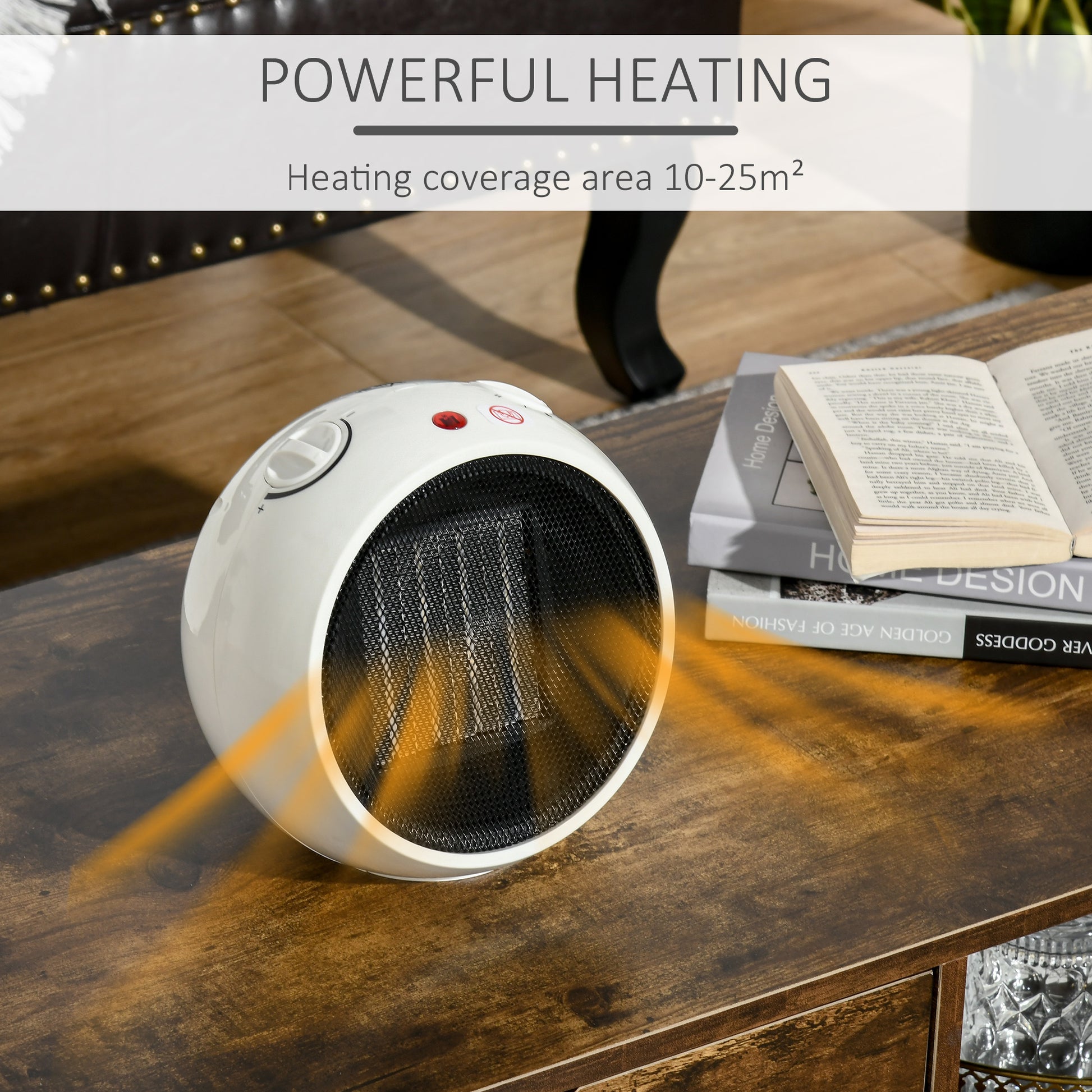 HOMCOM Compact Ceramic Electric Heater with 3 Adjustable Settings, Overheat & Tip-Over Safety Features, 900W/1500W - ALL4U RETAILER LTD