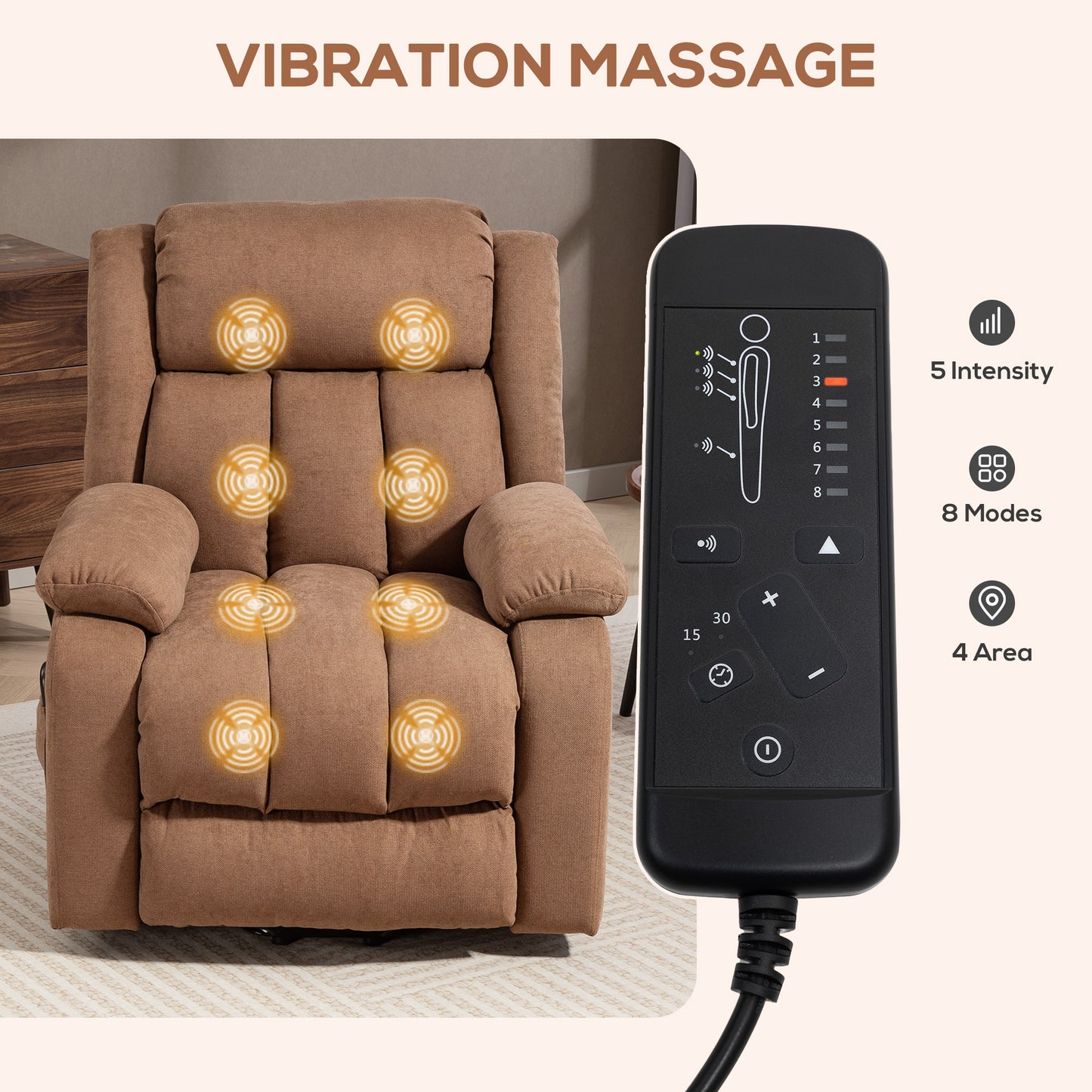 HOMCOM Power Lift Recliner Chair With Massage And Side Pocket For Elderly With Footrest Remote Brown