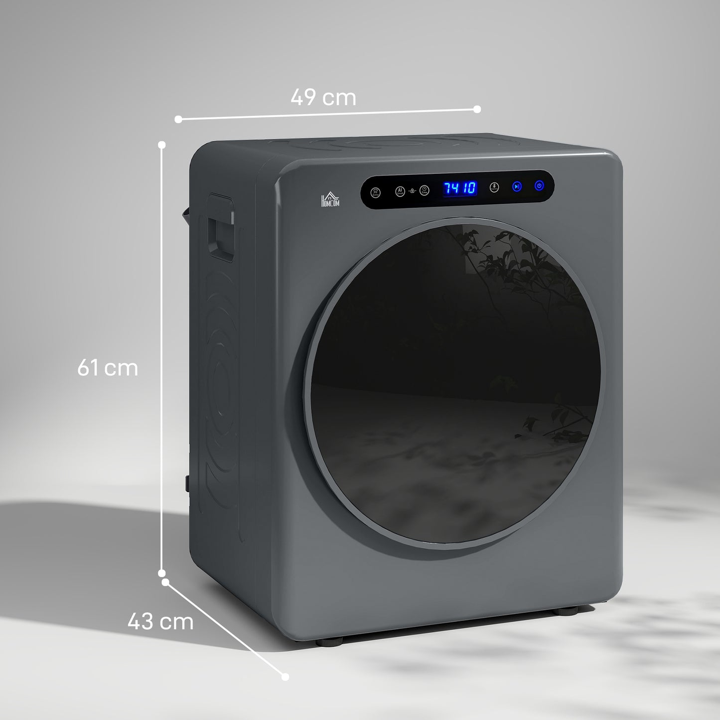 HOMCOM 4kg Compact Tumble Dryer 40-60C Grey For Small Spaces Efficient Fabric Care