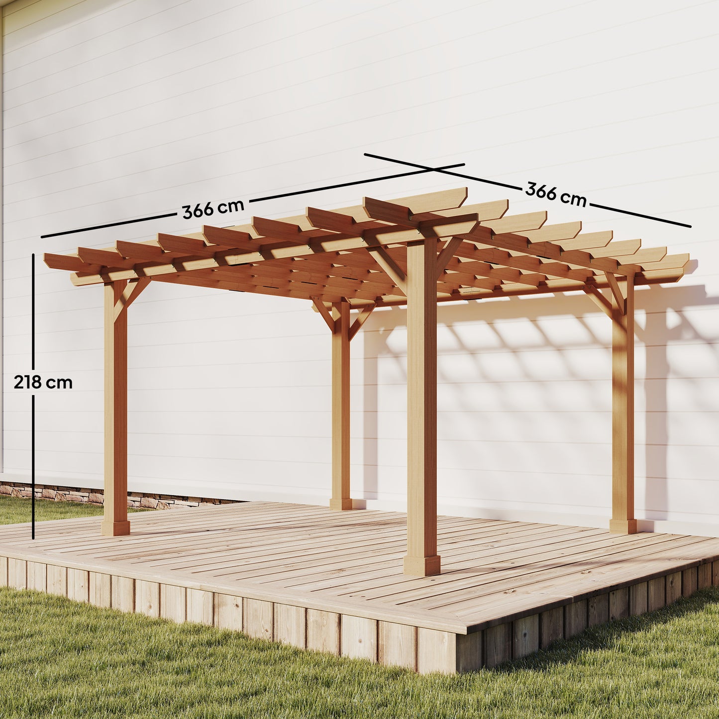 Outsunny Garden Pergola Kit Wooden Gazebo Grape Trellis With Stable Structure 3.6 X 3.6m Dark Brown