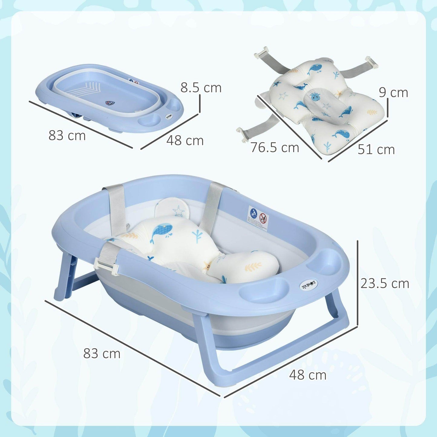 ZONEKIZ Collapsible Bath Tub with Non-Slip Support - ALL4U RETAILER LTD