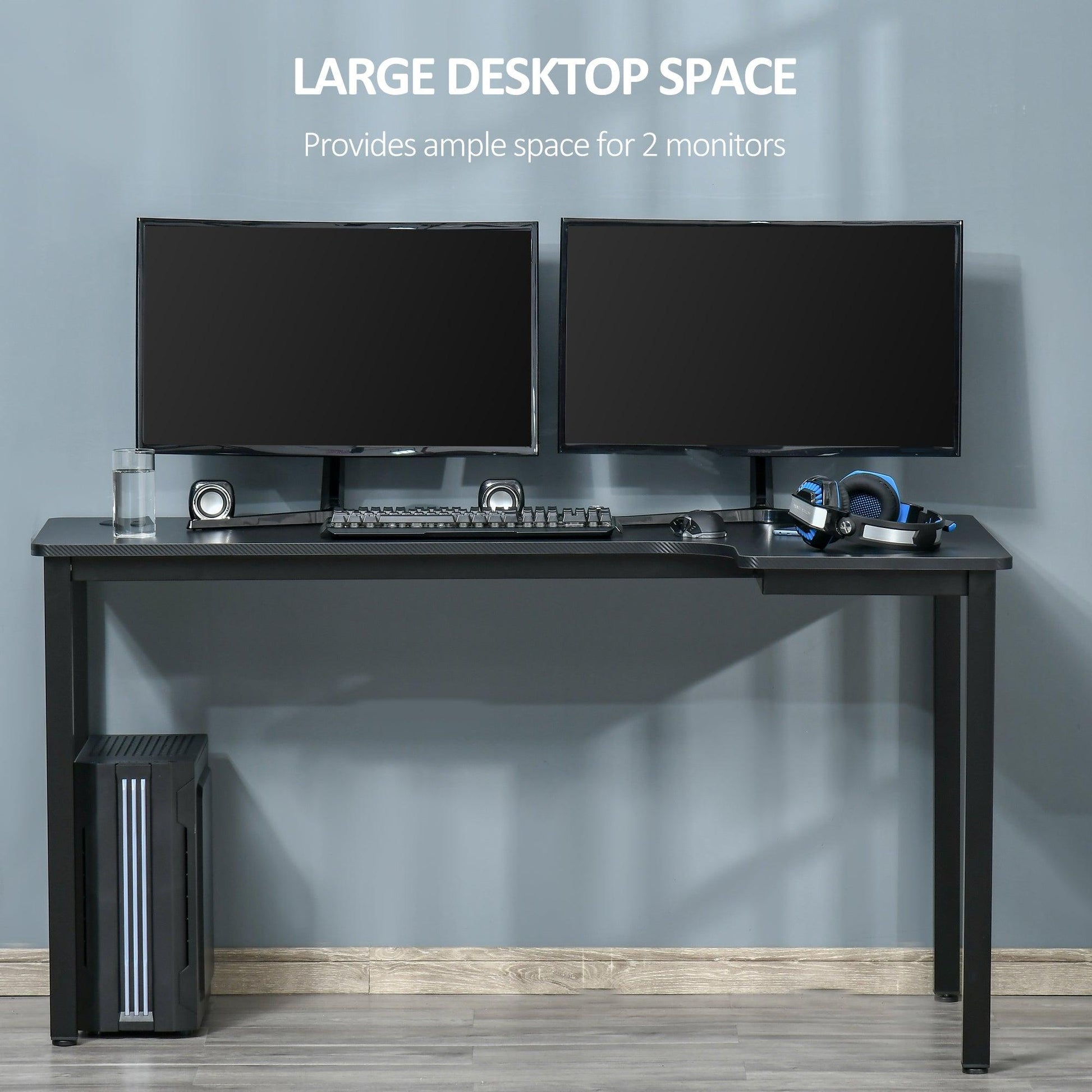 HOMCOM L-Shaped Gaming Desk, Computer Corner Desk, Cable Management - 145 x 81 x 76cm, Black - ALL4U RETAILER LTD