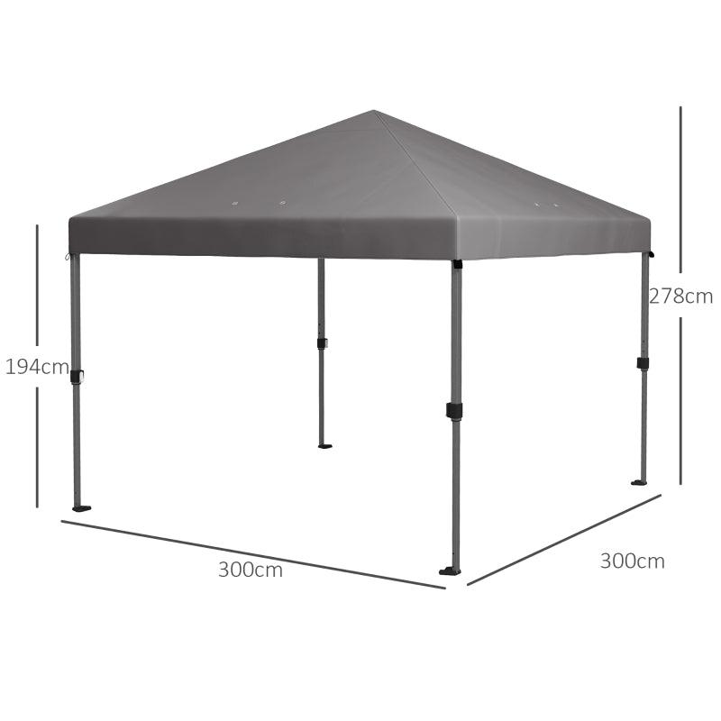 Outsunny 3x3m Pop-Up Gazebo - Easy Up Marquee Party Tent with 1-Button Push, Adjustable Straight Legs, Wheeled Bag, Stakes, Ropes, Sandbags - Instant Shelter for Effortless Outdoor Events - G - ALL4U RETAILER LTD