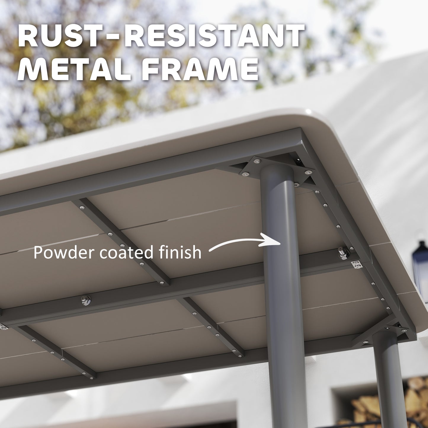 Outsunny Garden Dining Table For Six With Rust Resistant Metal Frame And WPC Top Light Grey 160 x 90 x 74 cm