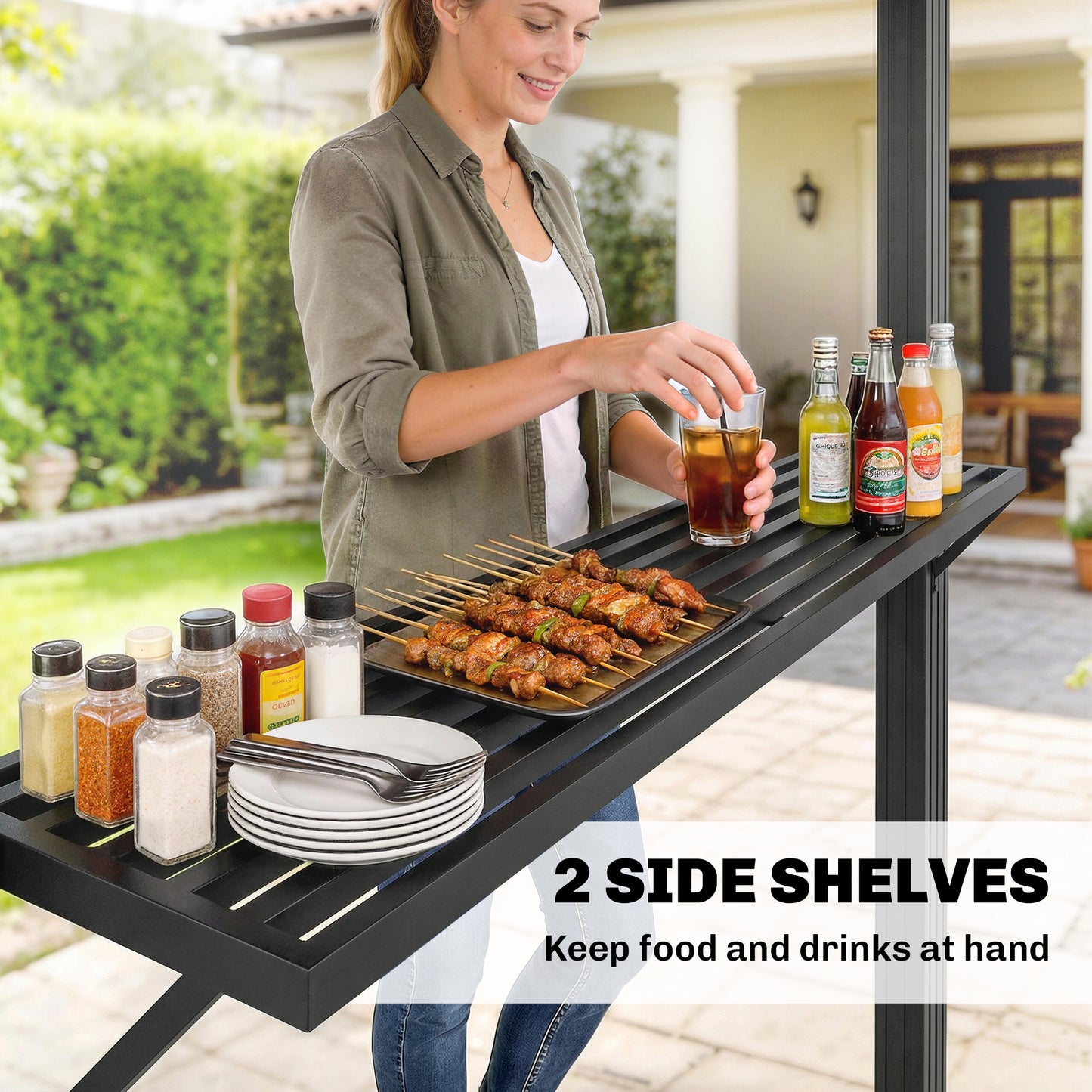 Outsunny 2.5 X 1.5 M Hardtop BBQ Gazebo With Double Roof Aluminium Outdoor Shelter Brown