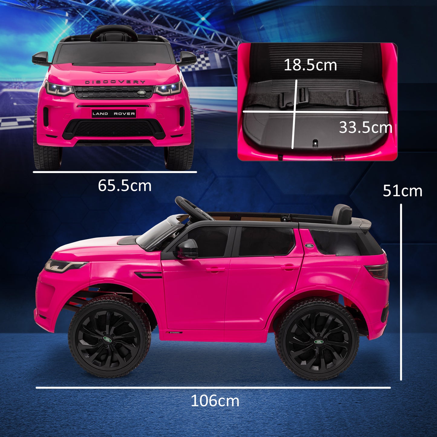 AIYAPLAY Licensed Pink 12V Land Rover Discovery Sport Kids Ride-On Car with Remote Control, Lights, Music & Horn for Ages 3-6