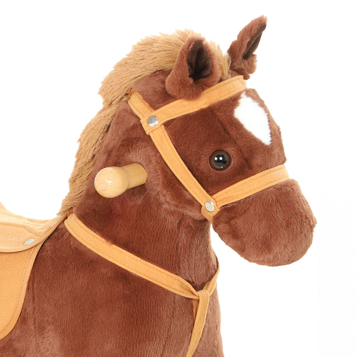 Aiplay Plush Rocking Horse For Kids With Sound Effects And Rolling Wheels