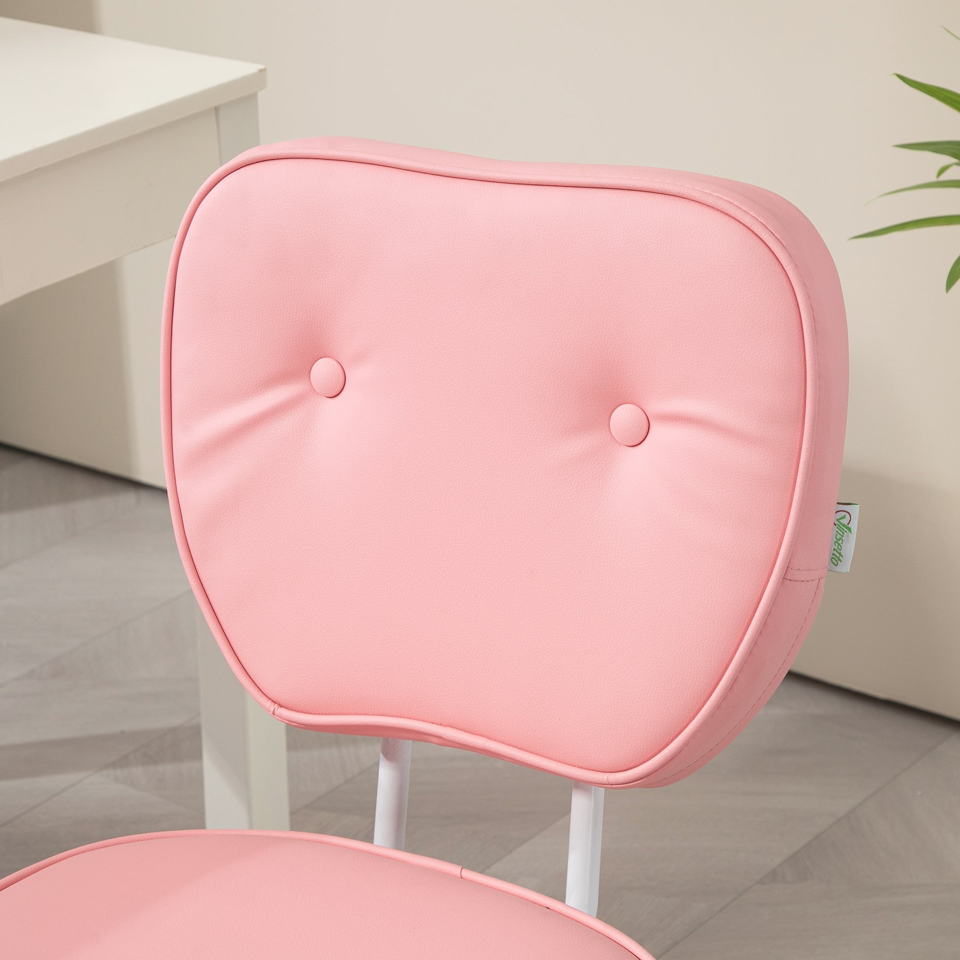 Vinsetto Pink PU Leather Swivel Office Chair with Adjustable Height and Armless Design - ALL4U RETAILER LTD