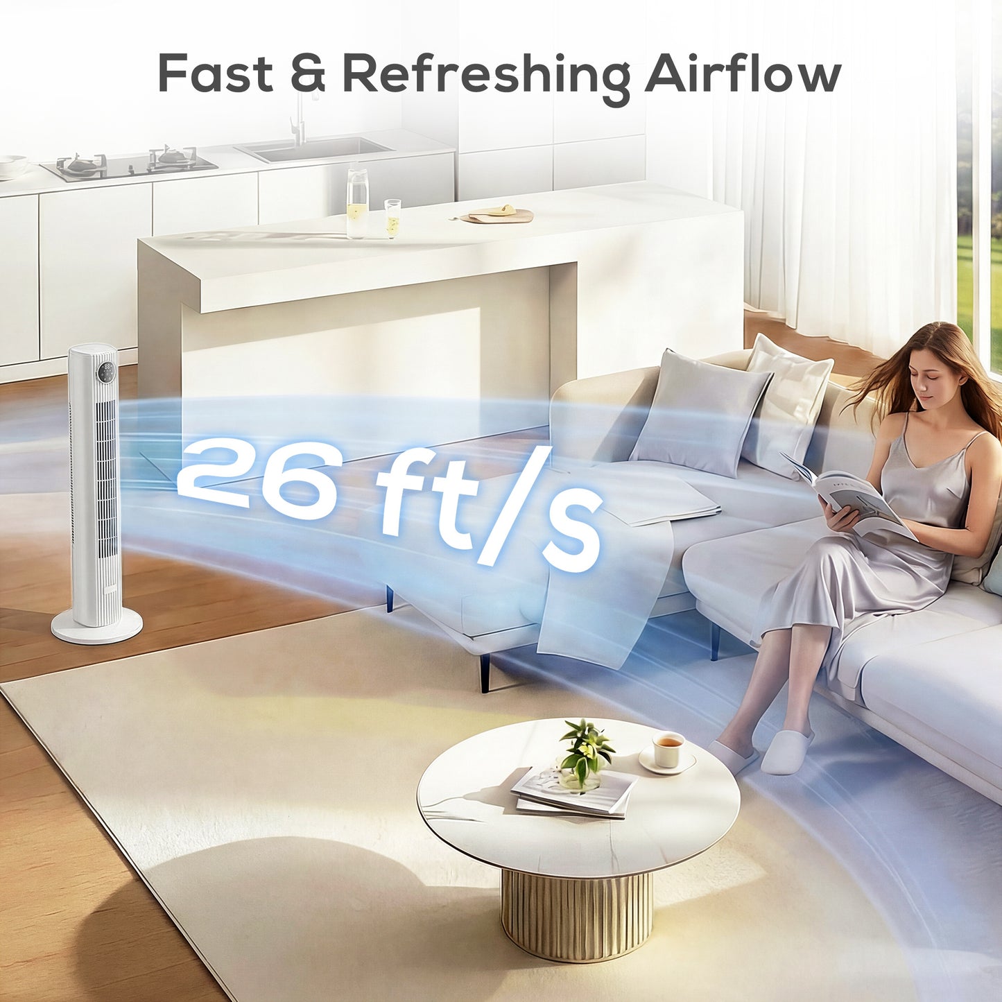HOMCOM 36 Inch Quiet Tower Fan 28 dB With 12 Speeds 4 Modes 80 Degree Oscillation LED Display Remote Control