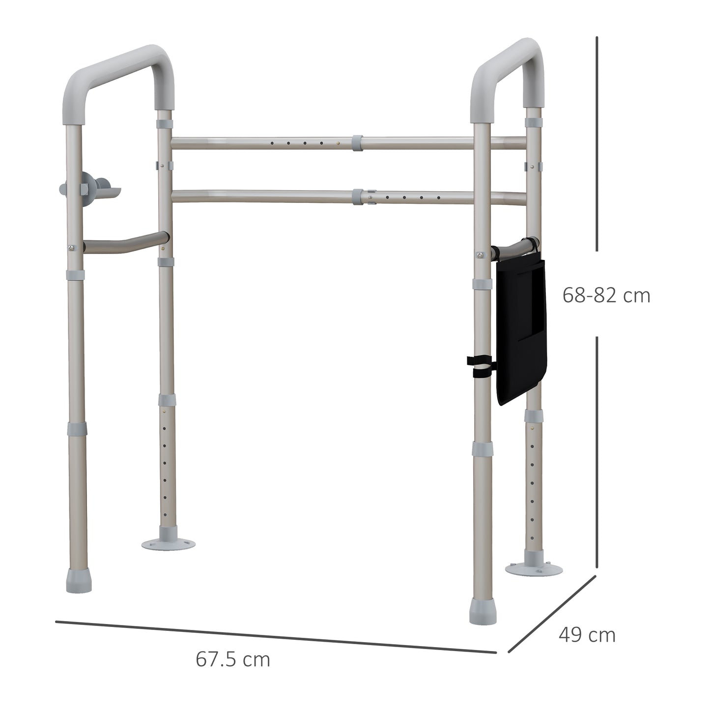 HOMCOM Adjustable Toilet Safety Frame with Comfortable Handrails and Suction Cups for Added Stability - ALL4U RETAILER LTD