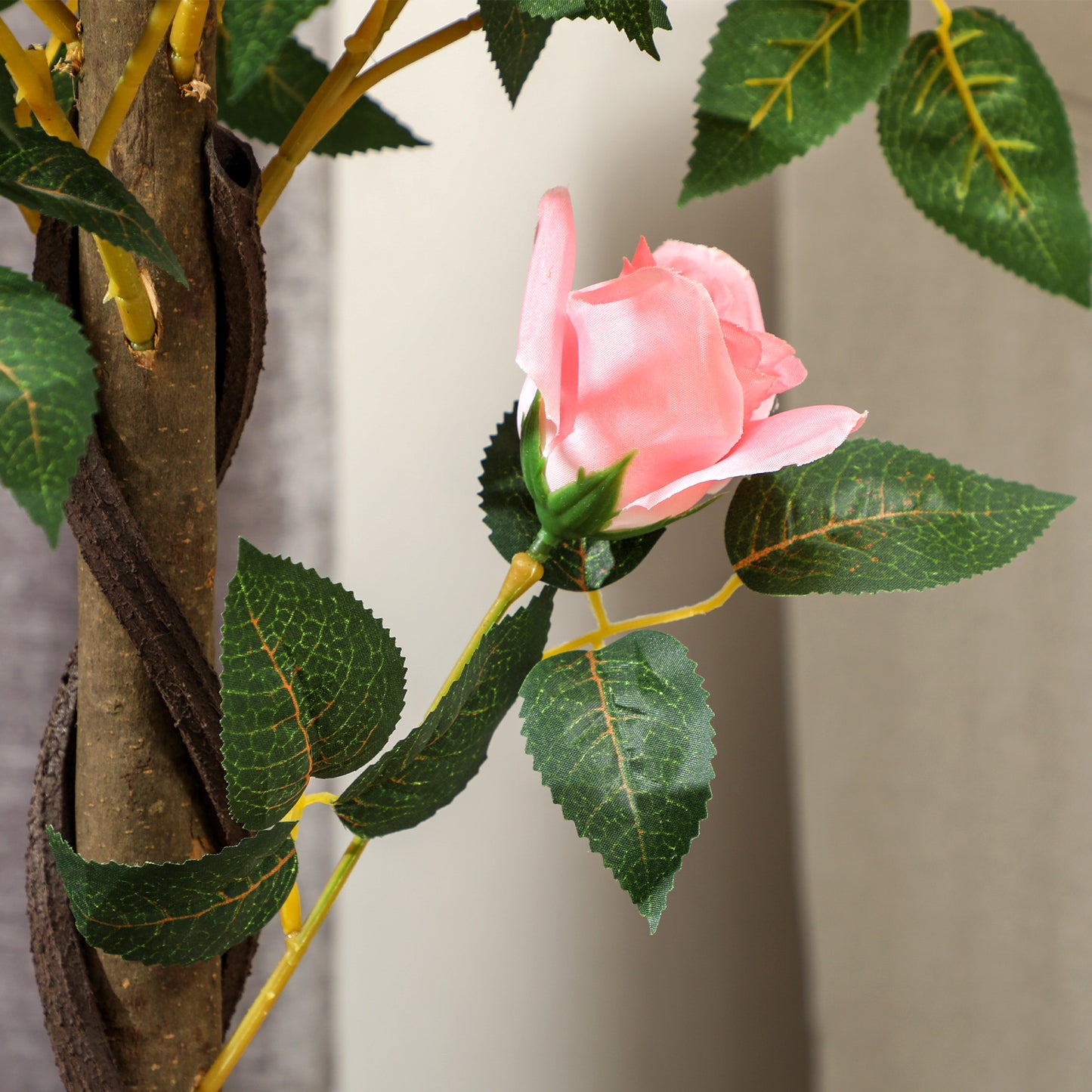 Outsunny Set Of 2 Artificial Pink Rose Plants In Pots 90cm Tall For Home Indoor Decor