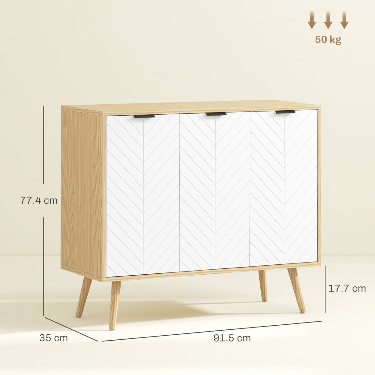 HOMCOM Modern Sideboard and Buffet, Dining Room Cabinet with Adjustable Shelves and 3 Doors, White