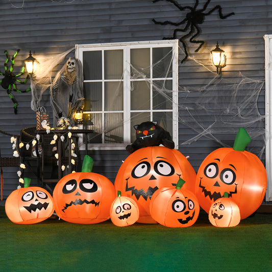 HOMCOM Inflatable Halloween Pumpkin & Cat Decoration with LED Lights for Spooky Indoor/Outdoor Fun - ALL4U RETAILER LTD