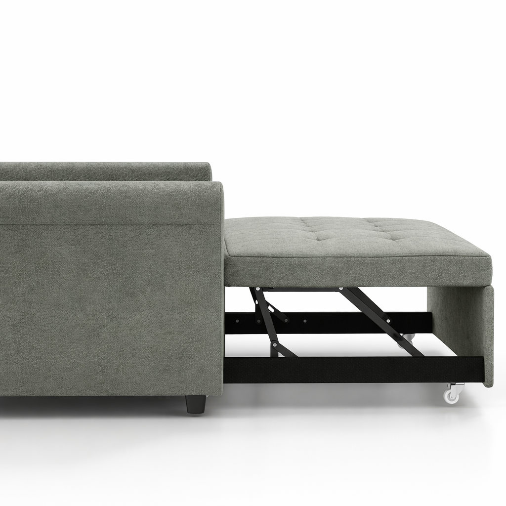 HOMCOM Two-Seater Velvet-Feel Sofa Bed Grey With Adjustable Back and High-Density Foam
